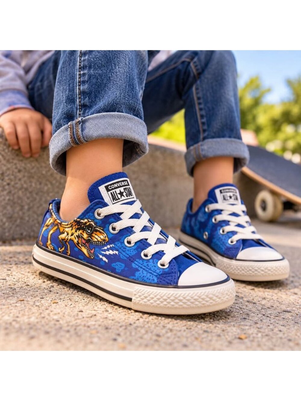 Converse All Star Dinosaur Low Top Sneakers โ Kids US 2 / EU 33.5